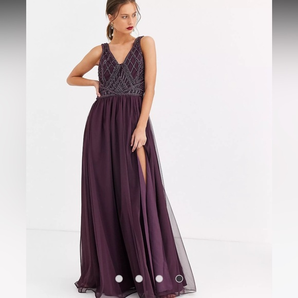ASOS DESIGN maxi dress with tulle skirt and embellished and pearl bodice - Picture 4 of 8